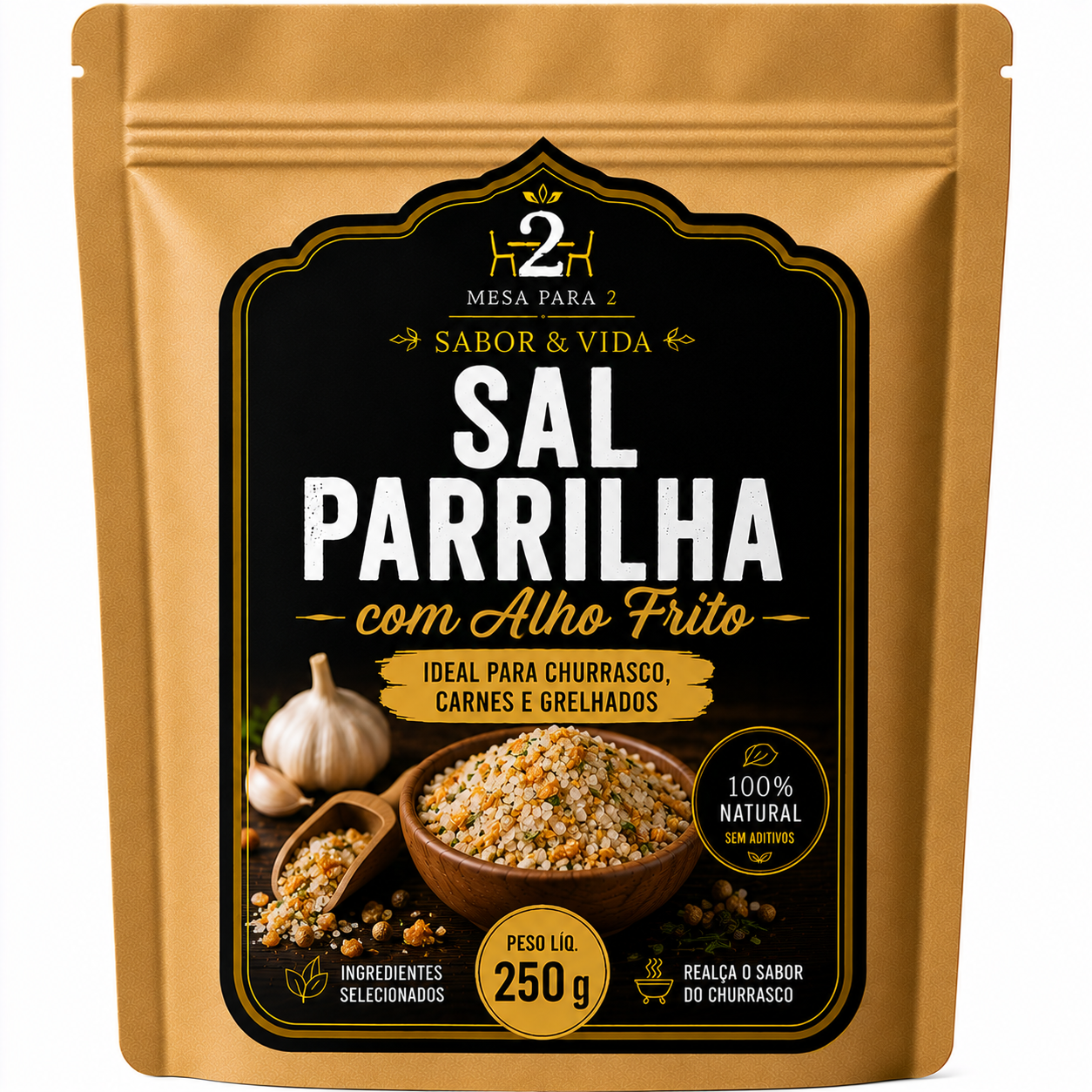 Sal Parrilha com Alho Frito 250 g