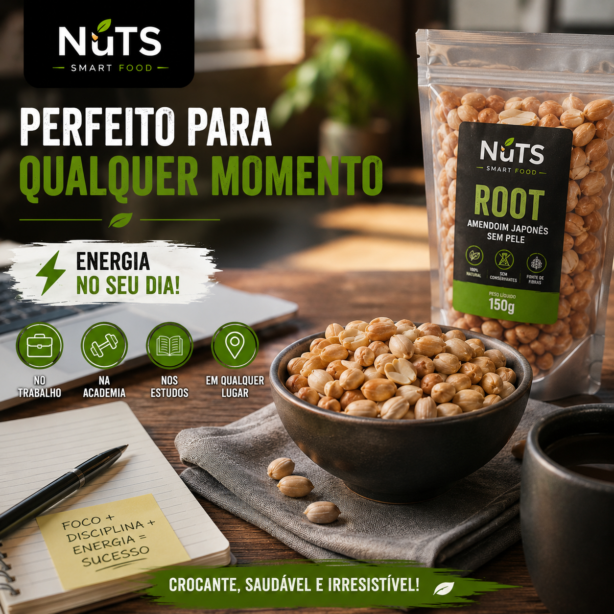 Amendoim Cru com Pele 150g | Natural – NuTS ROOT