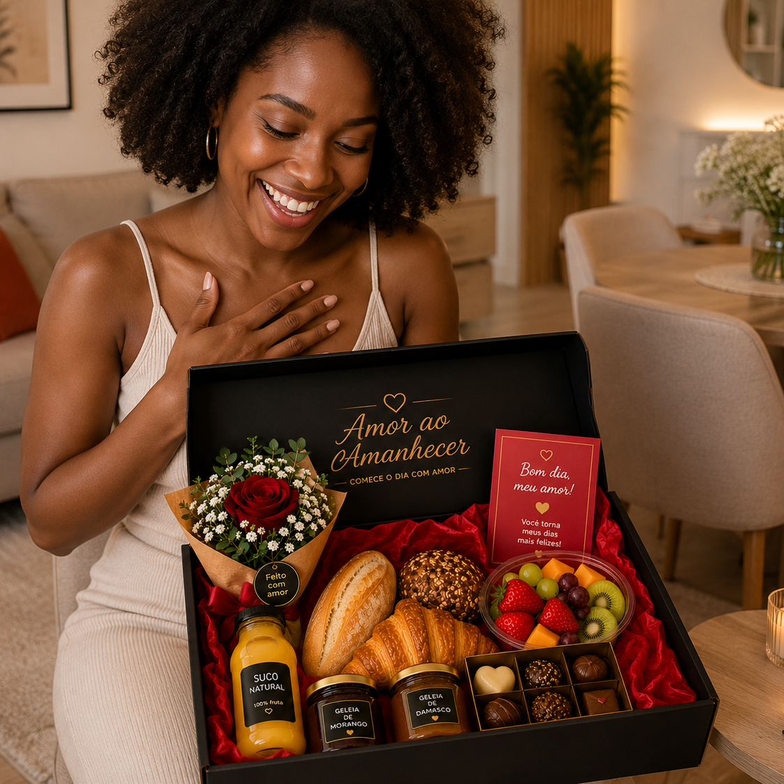 Amor ao Amanhecer – Café da Manhã Romântico Premium