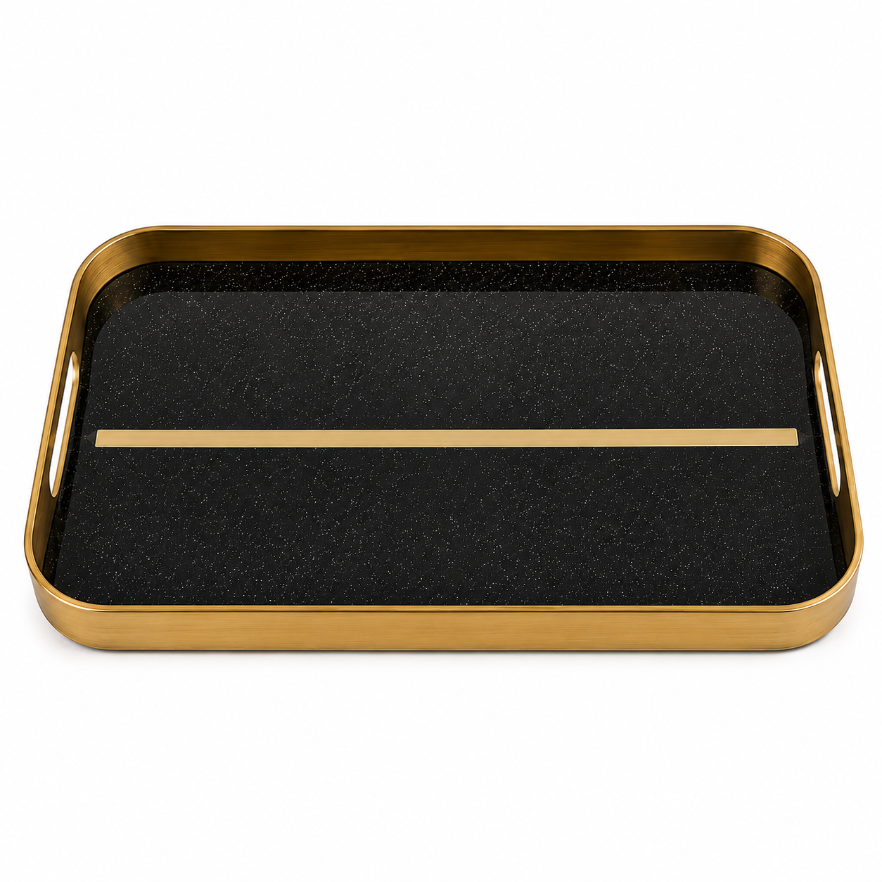 Bandeja Premium Preto & Dourado com Base em Vidro – Lux Serve Collection
