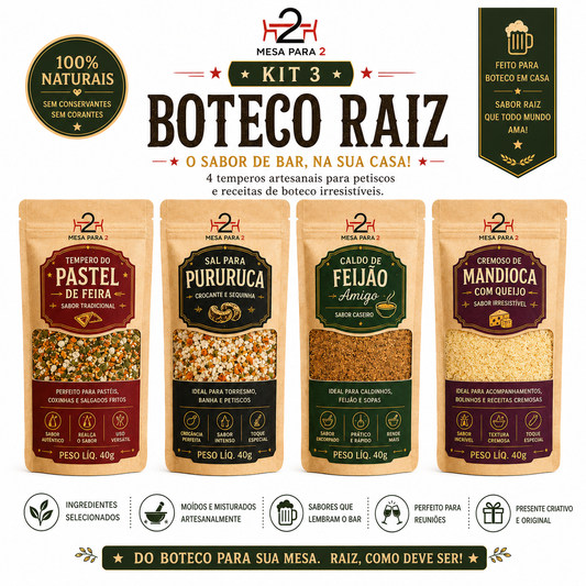 KIT BOTECO RAIZ | 4 TEMPEROS ARTESANAIS PARA PETISCOS