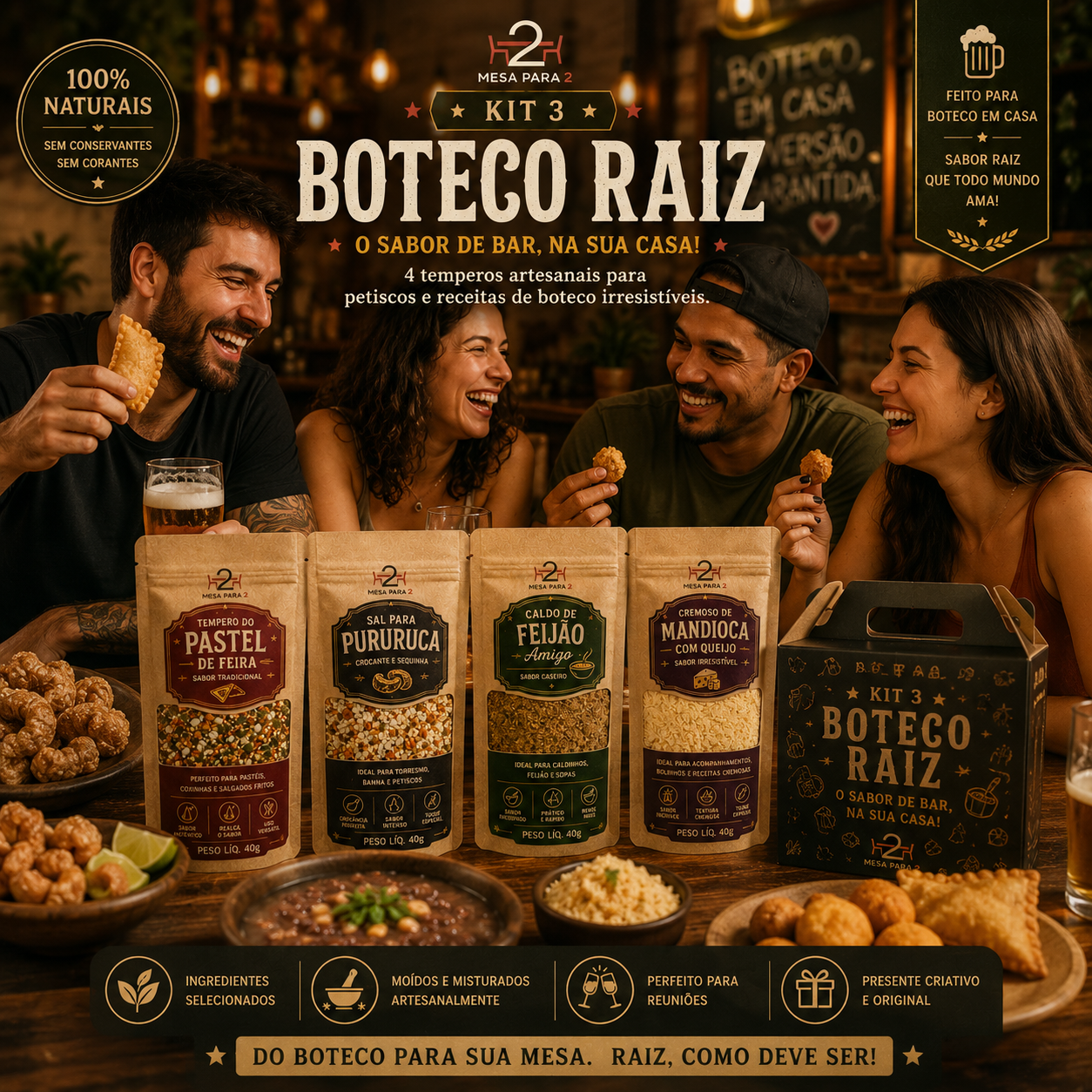 KIT BOTECO RAIZ | 4 TEMPEROS ARTESANAIS PARA PETISCOS