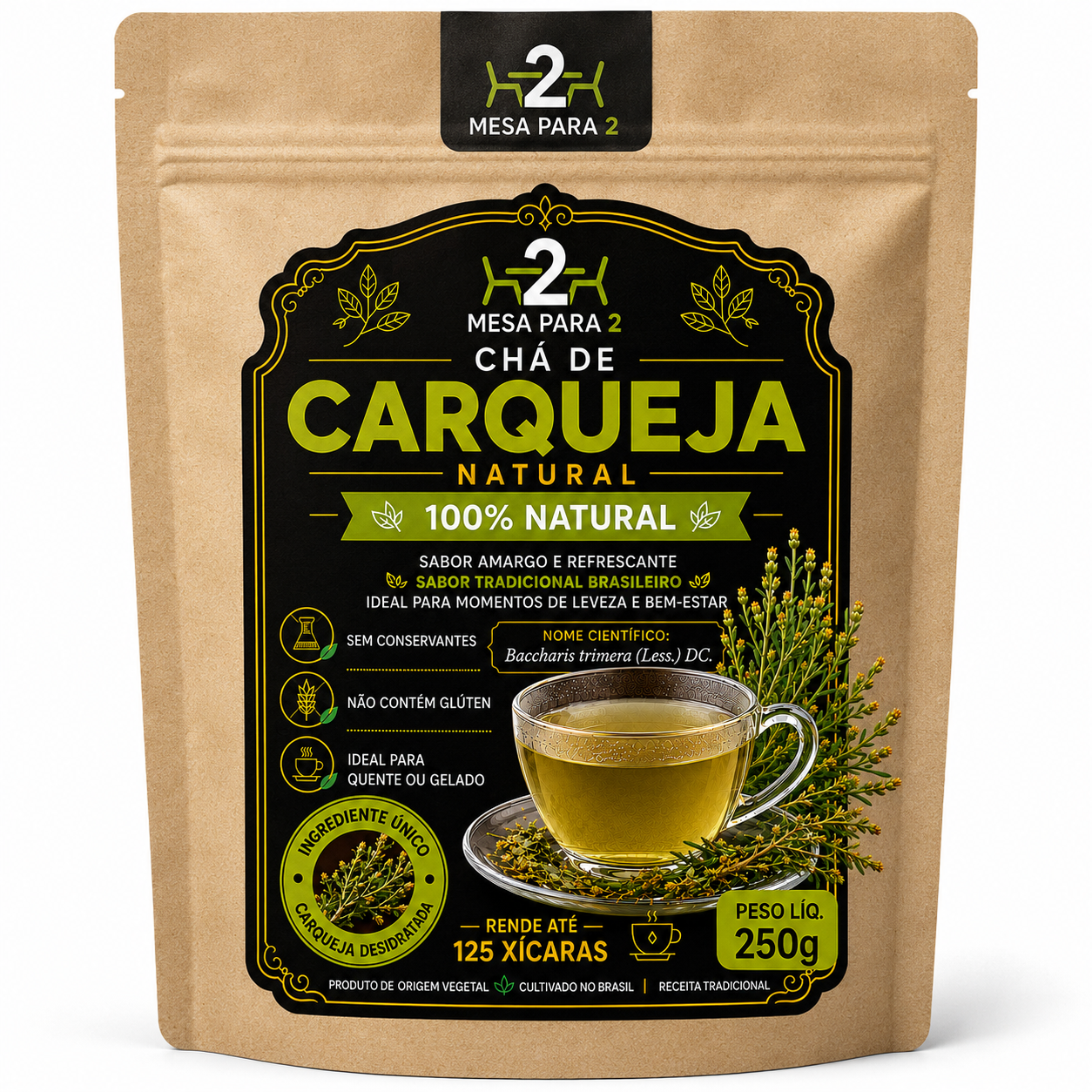 Chá de Carqueja 100% Natural | Baccharis trimera | Sabor Tradicional Brasileiro | 250g