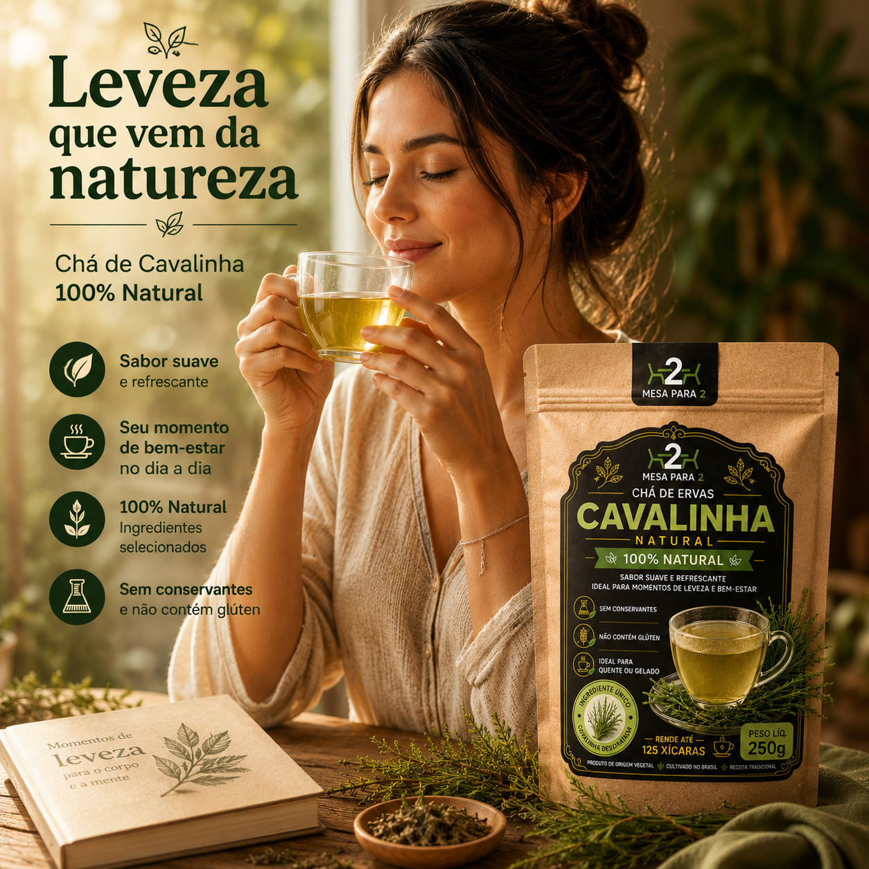 Chá de Cavalinha 100% Natural | Equisetum arvense | Sabor Suave e Refrescante | 250g