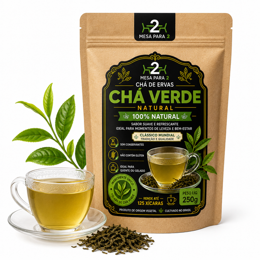 Chá Verde 100% Natural | Camellia sinensis | Sabor Suave e Refrescante | 250g
