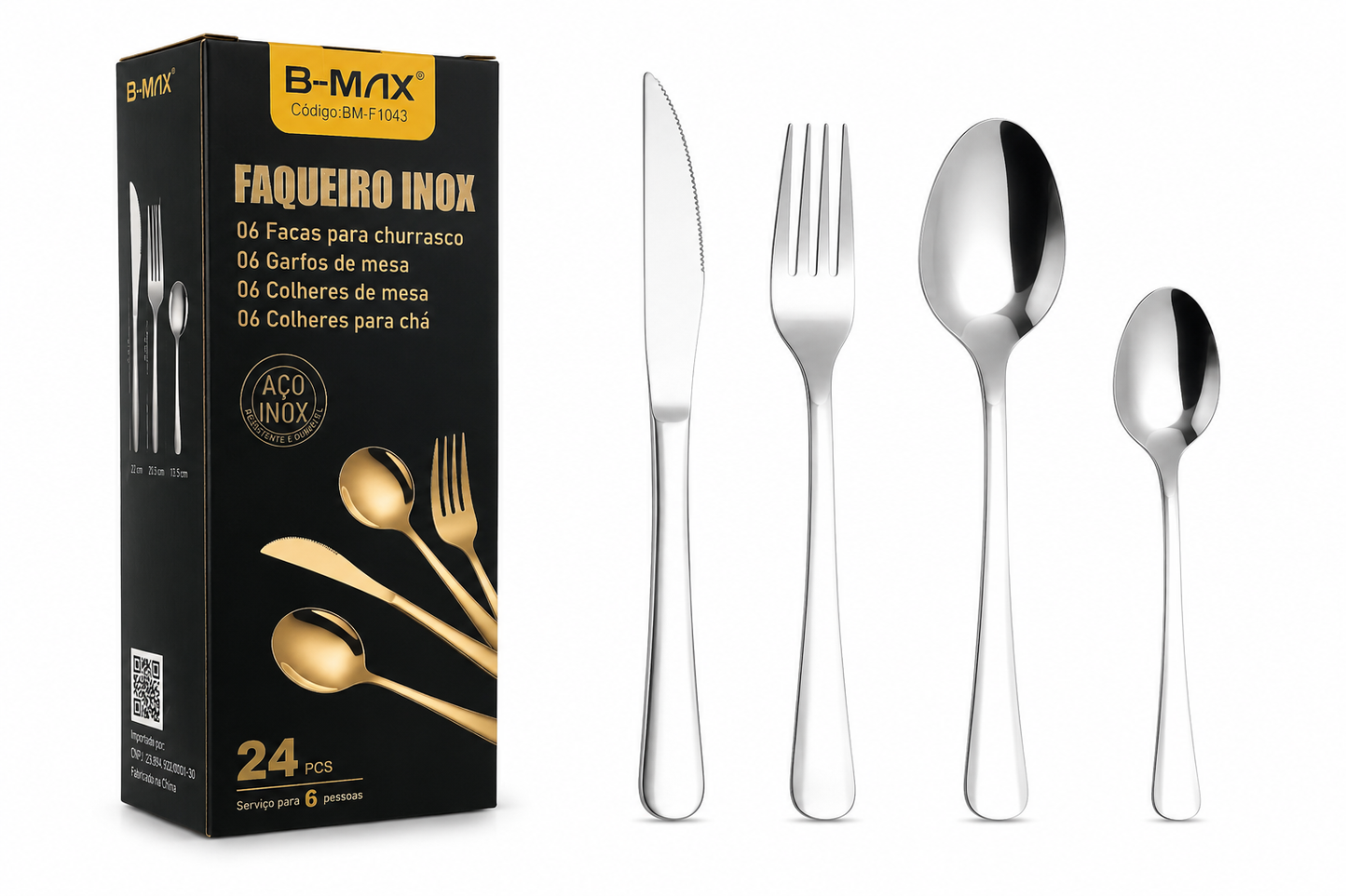 Faqueiro Inox 24 Peças Premium – Conjunto Completo para 6 Pessoas