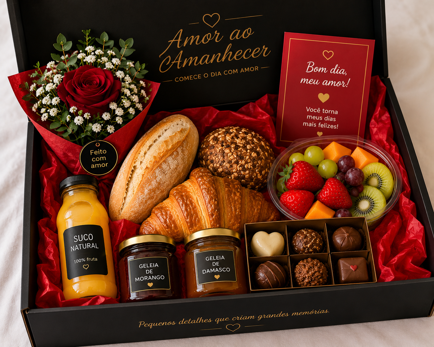 Amor ao Amanhecer – Café da Manhã Romântico Premium