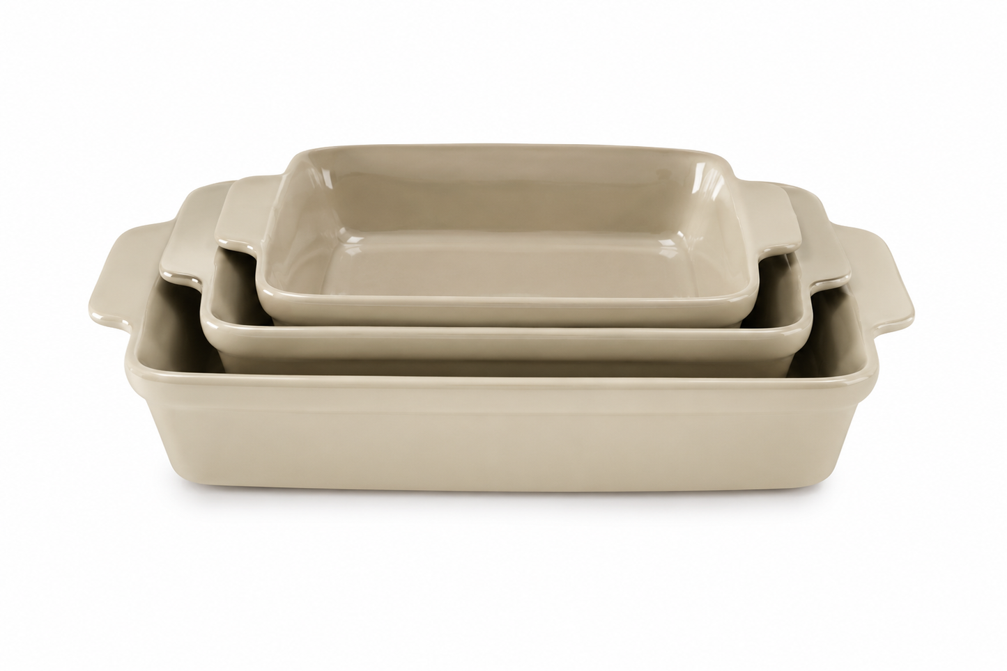 Kit Travessas Retangulares de Cerâmica com Alça – 3 Peças | Linha Elegance Forno & Mesa