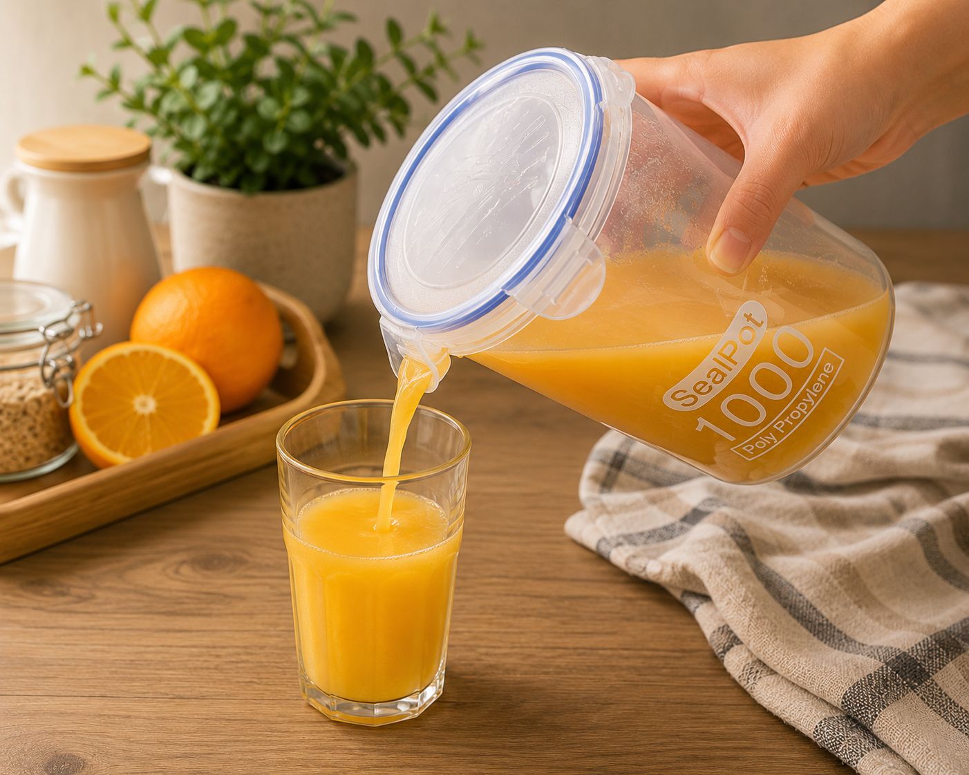 Pote Hermético 1L SealPot – Recipiente Transparente com Vedação Trava Fácil