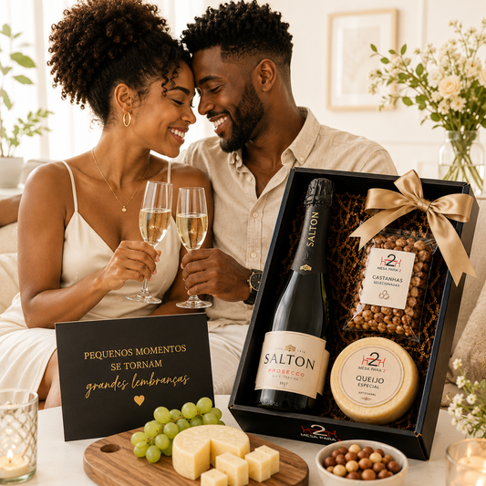 Kit Celebração Fácil com Prosecco Salton Brut, Queijo Especial e Castanhas – Presente Sofisticado