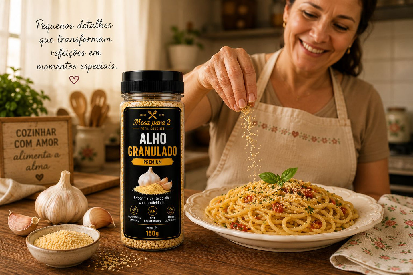 Alho Granulado Premium 150g – Mesa para 2 | Sabor Intenso e Praticidade