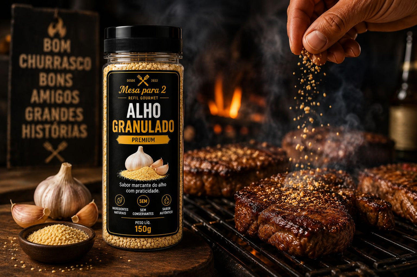 Alho Granulado Premium 150g – Mesa para 2 | Sabor Intenso e Praticidade