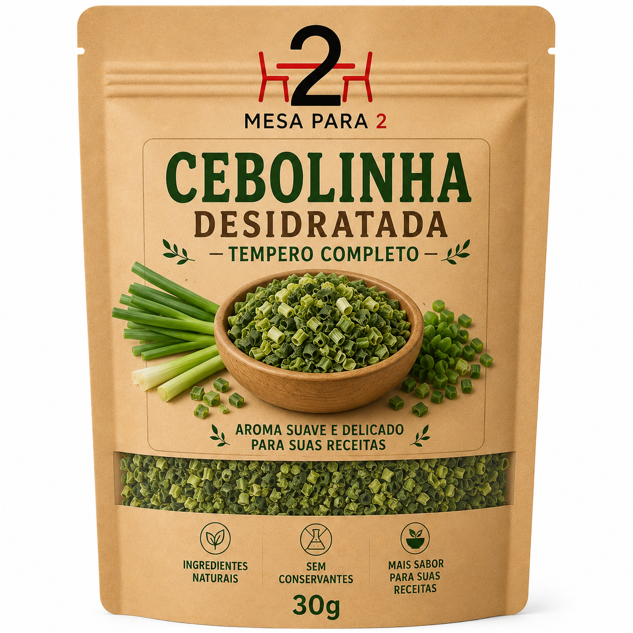 Cebolinha Desidratada Mesa para 2 – Tempero Natural Aromático 30g