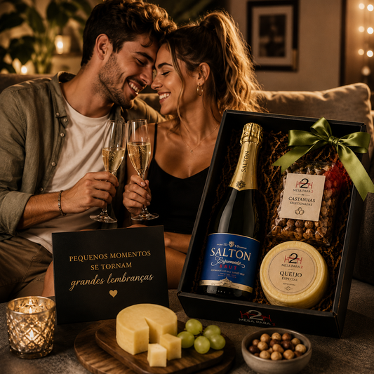 Kit Celebração Fácil com Espumante Salton Brut, Queijo Especial e Castanhas – Presente Elegante